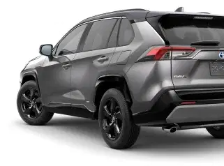 Rückansicht eines eleganten grauen Toyota RAV4 SUV aus einer Flotte von über 50 modernen Fahrzeugen – ideal für stilvolle und zuverlässige Mobilität.