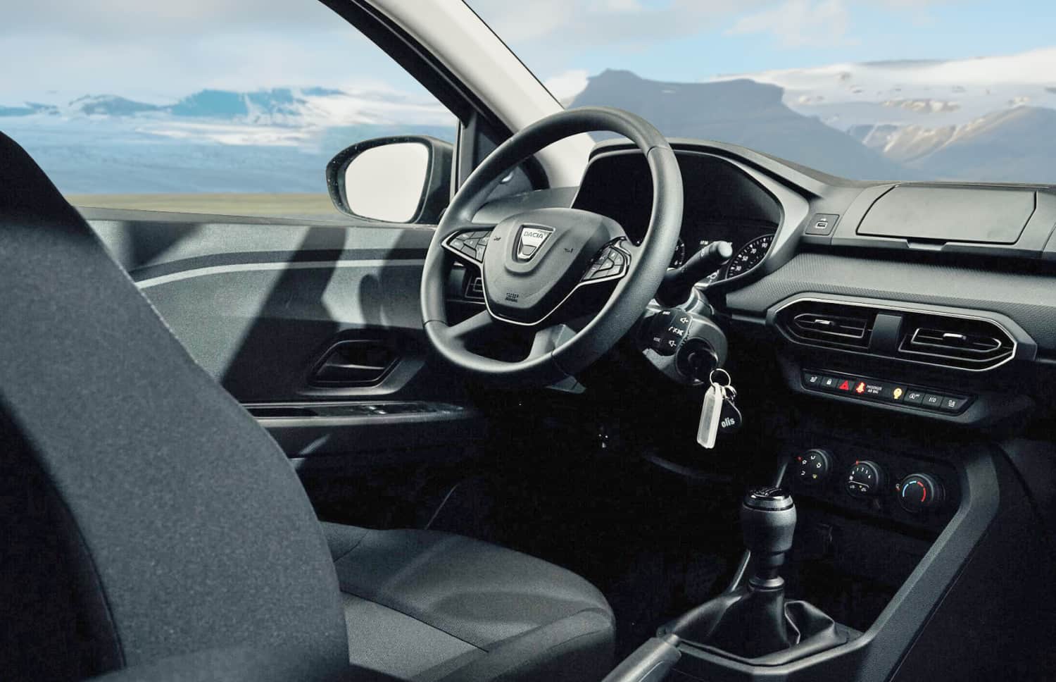 Schwarzer Dacia Jogger mit Schaltgetriebe, 7 Sitze, GPS, USB und Sitzheizung – geräumiges Fahrzeug für Gruppen- und Familienreisen in Island.